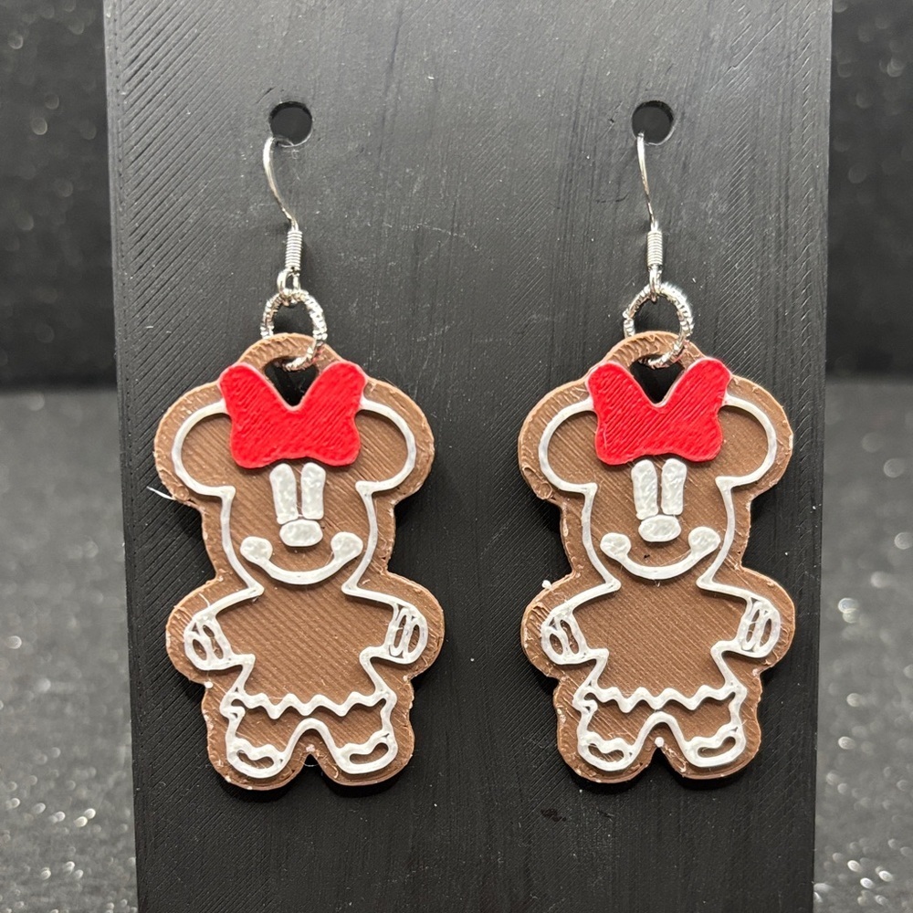 Mouse Gingerbread Earrings with Silver Accents